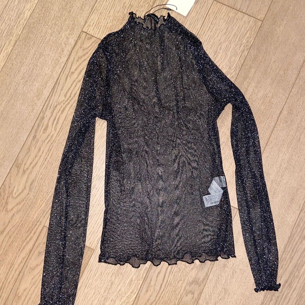 Zara Sheer Black top with Glitter size Medium